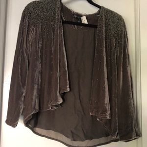 Elizabeth and James velvet beaded open cardigan